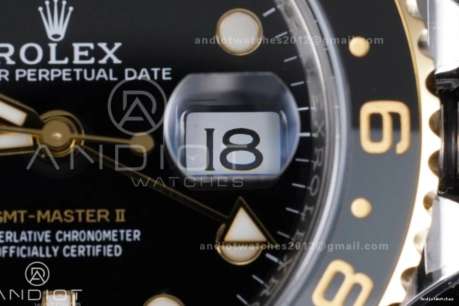II CHS SH3285 GRNR Super 881 YG WeatherProof Clone New ARF GMT-Master Best (Gain 1:1 Dial Weight) Bracelet Edition Black SS 126713 on 0728